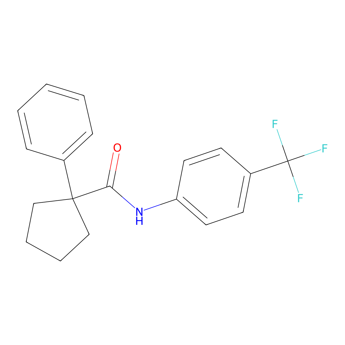 1-phenyl-N-[4-(trifluoromethyl)phenyl]cyclopentane-1-carboxamide molecular structure, CAS 1022468-92-3