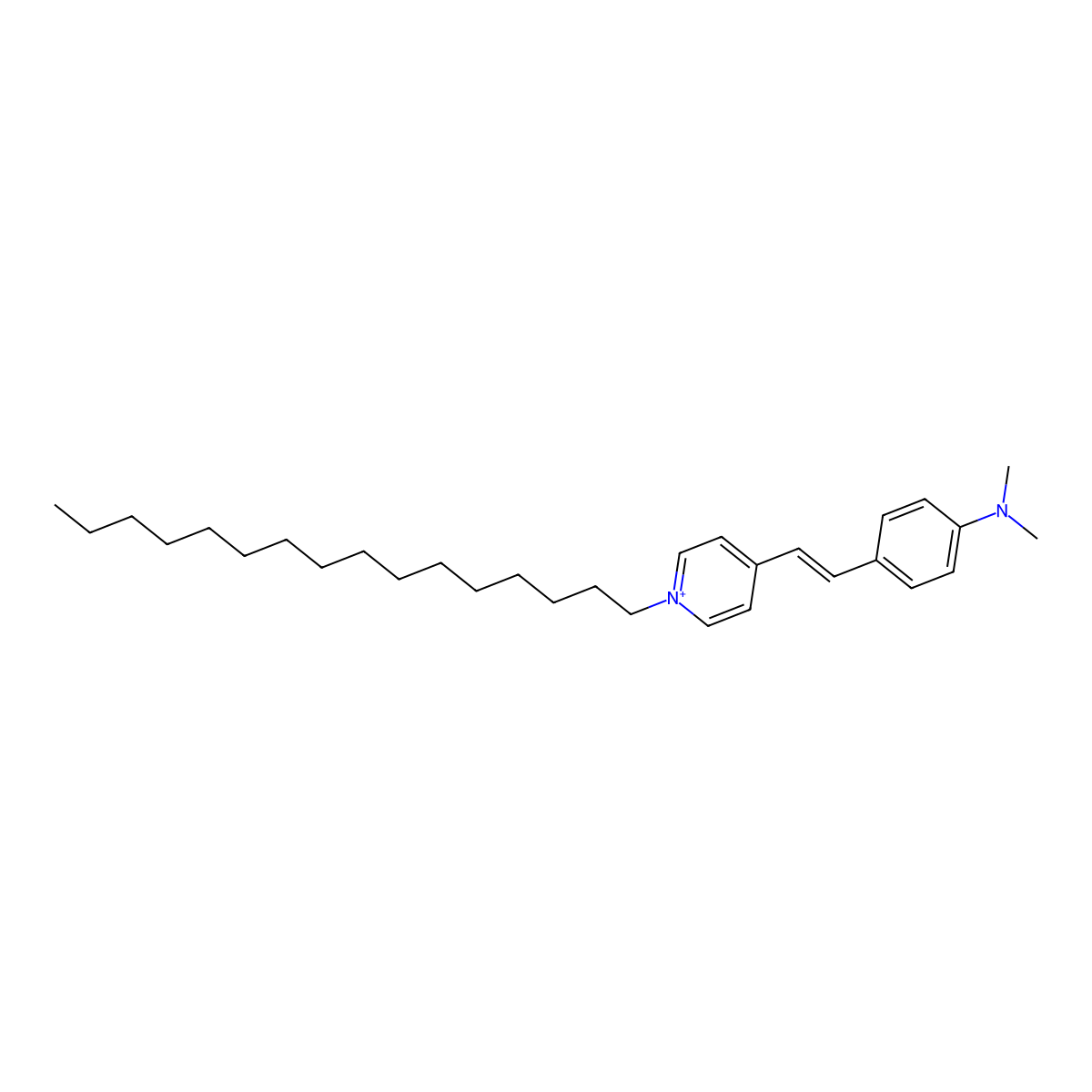 4-[2-(1-hexadecylpyridin-1-ium-4-yl)ethenyl]-N,N-dimethylaniline molecular structure, CAS 102247-34-7