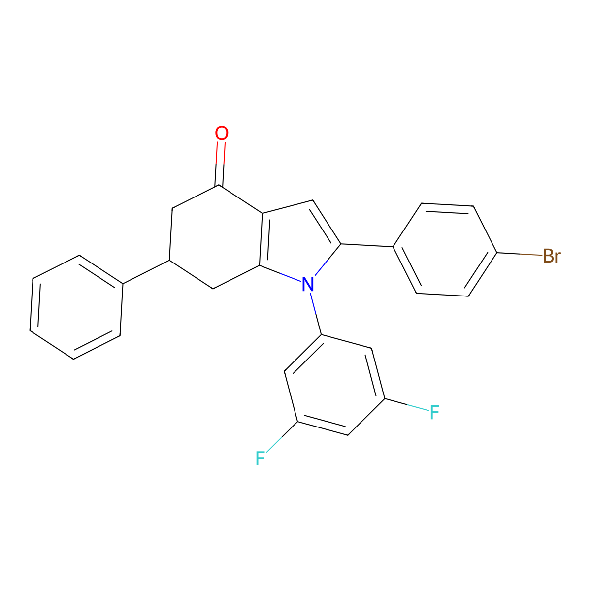 1-(3,5-Difluorophenyl)-2-(4-bromophenyl)-6-phenyl-5,6,7-trihydroindol-4-one molecular structure, CAS 1022477-73-1
