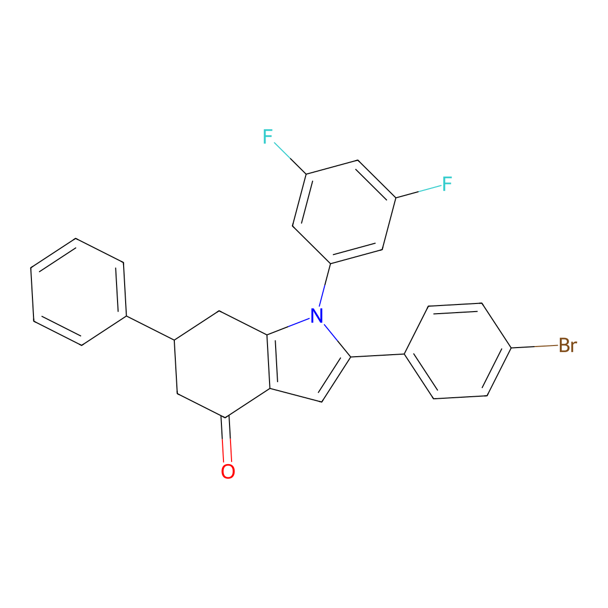 1-(3,5-Difluorophenyl)-2-(4-bromophenyl)-6-phenyl-5,6,7-trihydroindol-4-one molecular structure, CAS 1022477-73-1