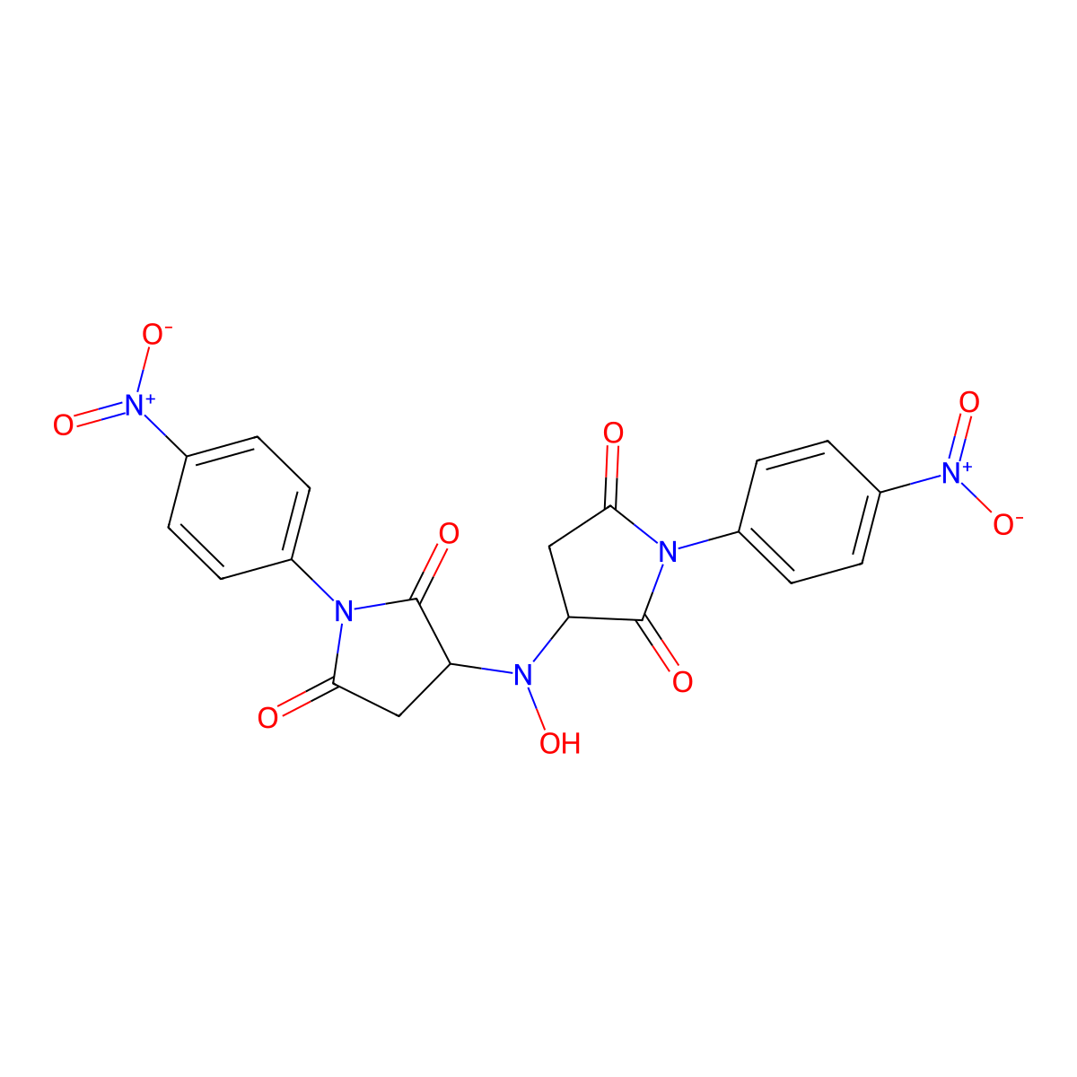 3,3'-(Hydroxyimino)bis[1-(4-nitrophenyl)pyrrolidine-2,5-dione] molecular structure, CAS 1022478-16-5