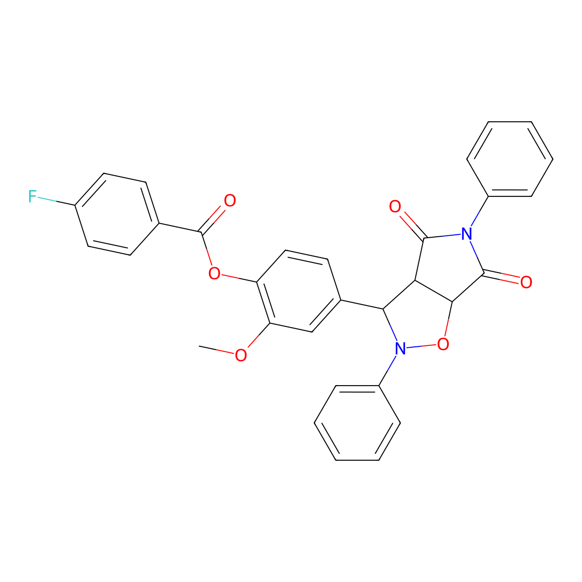4-(4,6-dioxo-2,5-diphenylhexahydro-2H-pyrrolo[3,4-d][1,2]oxazol-3-yl)-2-methoxyphenyl 4-fluorobenzoate molecular structure, CAS 1022480-52-9