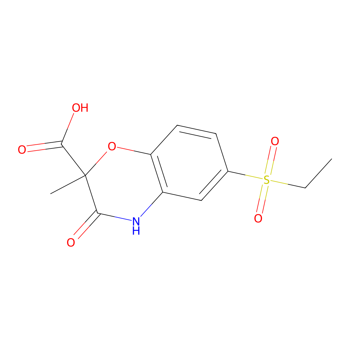6-(ethanesulfonyl)-2-methyl-3-oxo-3,4-dihydro-2H-1,4-benzoxazine-2-carboxylic acid molecular structure, CAS 1022486-21-0