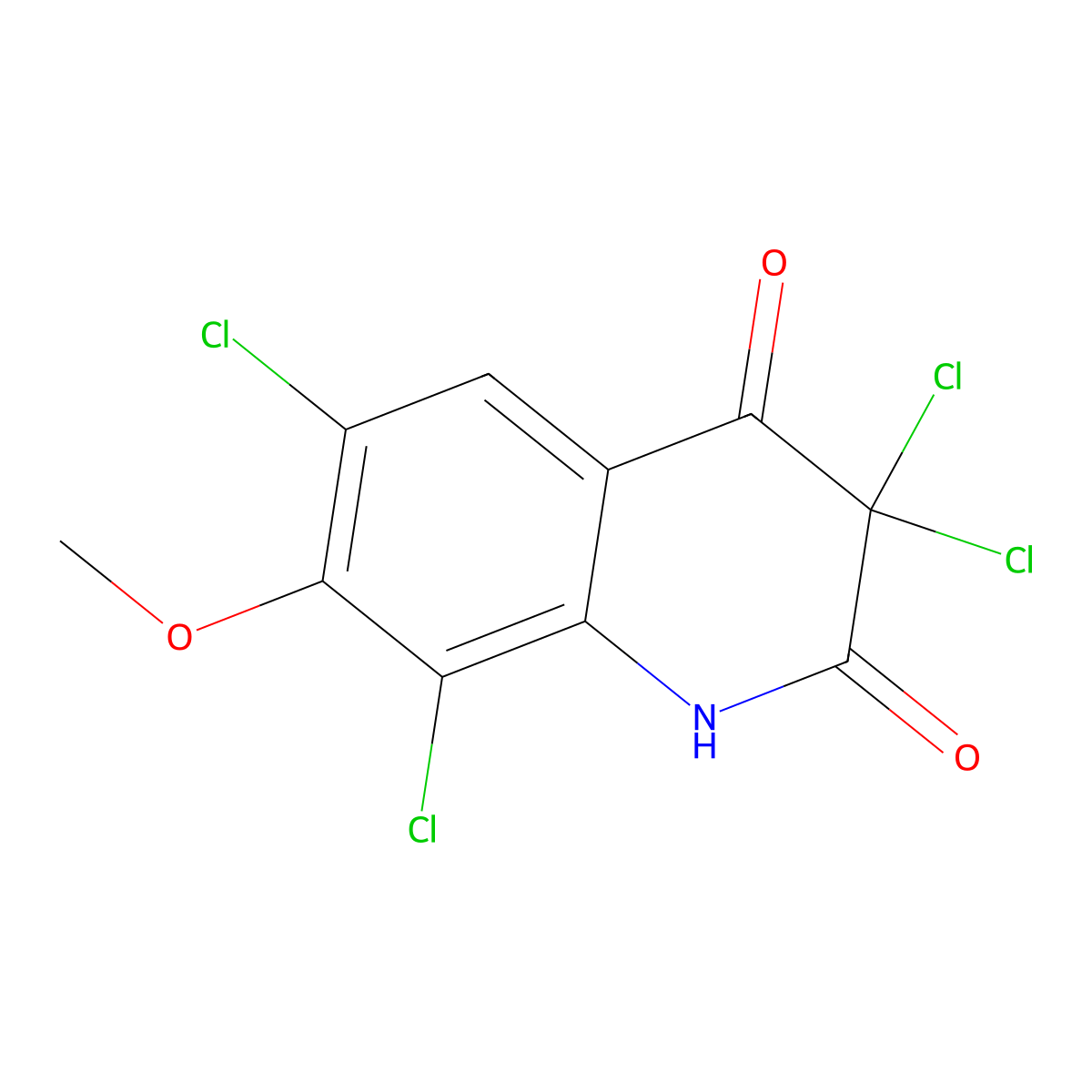 3,3,6,8-tetrachloro-7-methoxy-1H-quinoline-2,4-dione molecular structure, CAS 102249-22-9
