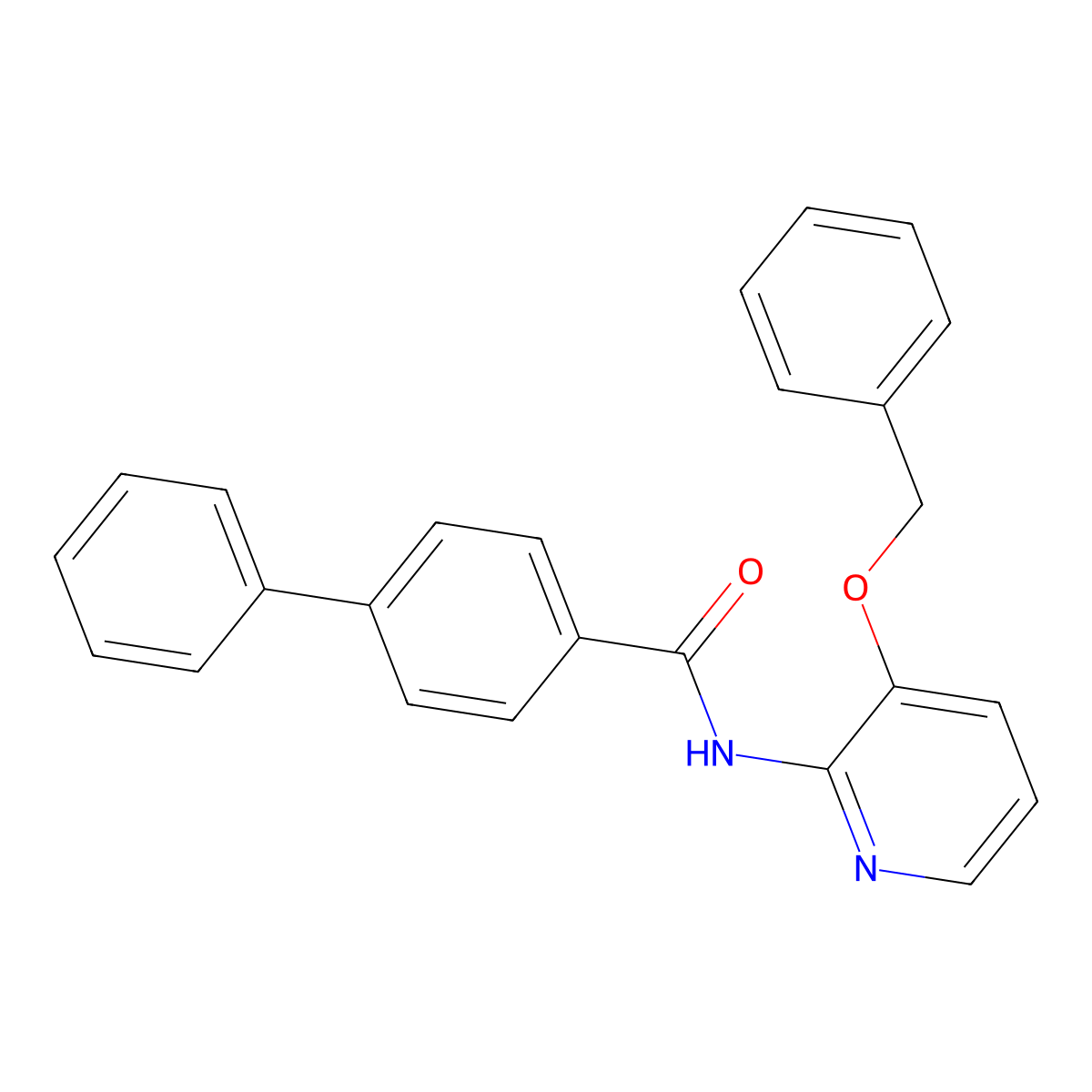 4-phenyl-N-(3-phenylmethoxypyridin-2-yl)benzamide molecular structure, CAS 1022491-16-2