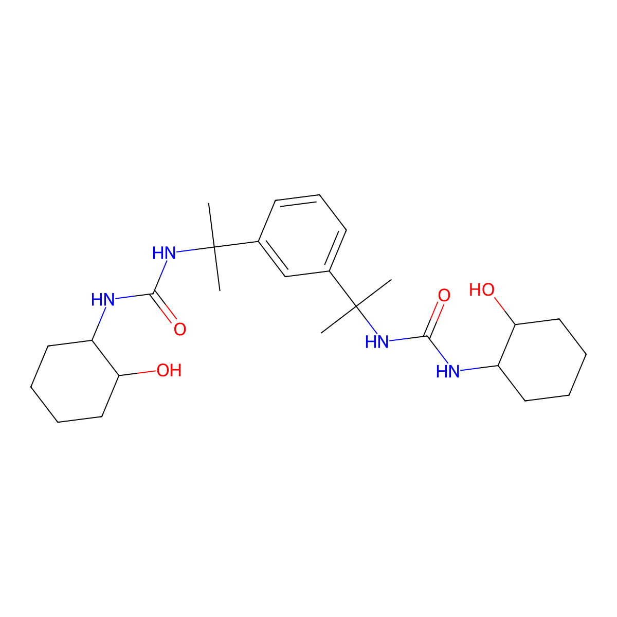 1-(2-Hydroxycyclohexyl)-3-{2-[3-(2-{[(2-hydroxycyclohexyl)carbamoyl]-amino}propan-2-yl)phenyl]propan-2-yl}urea molecular structure, CAS 1022491-74-2