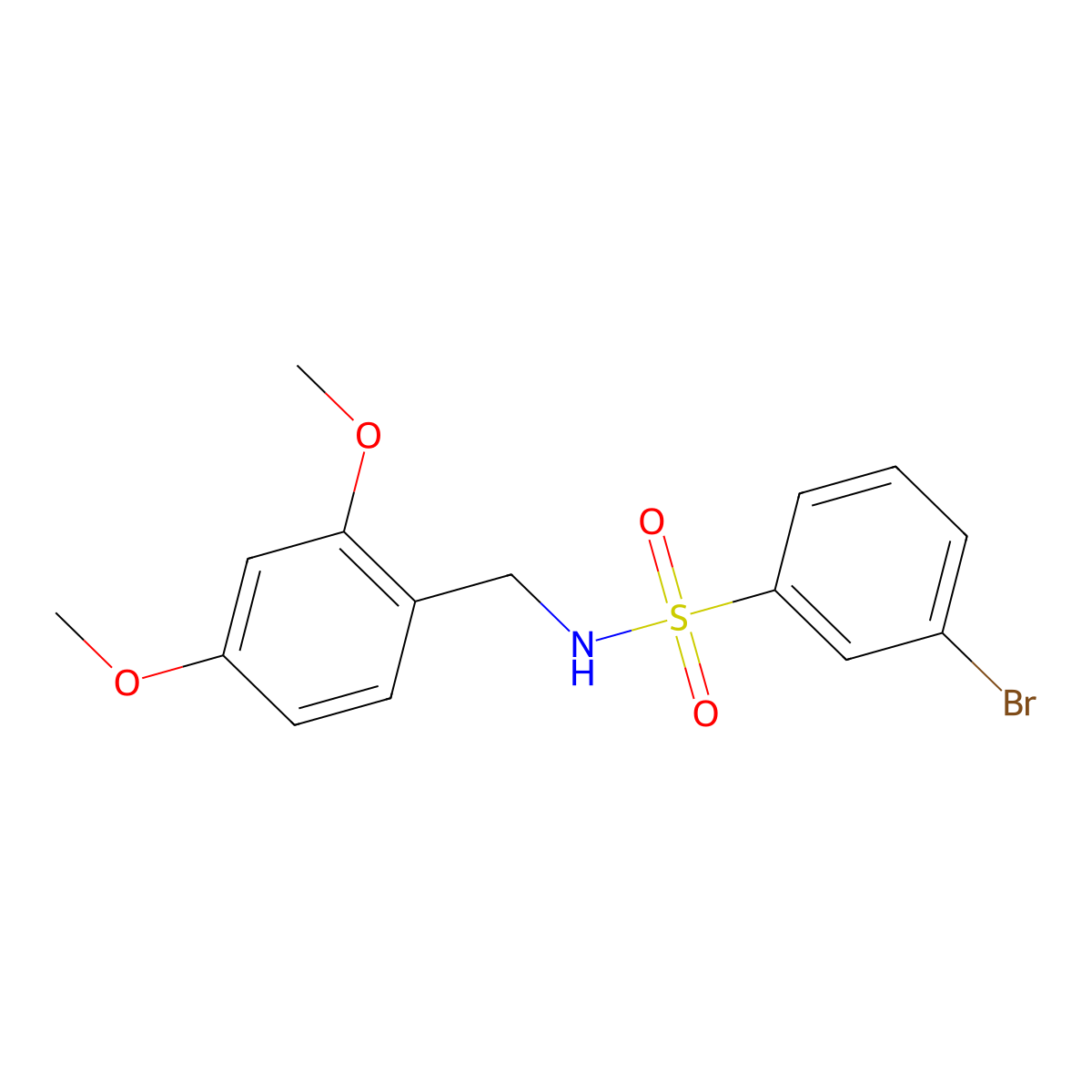 3-bromo-N-(2,4-dimethoxybenzyl)benzenesulfonamide molecular structure, CAS 1022495-20-0