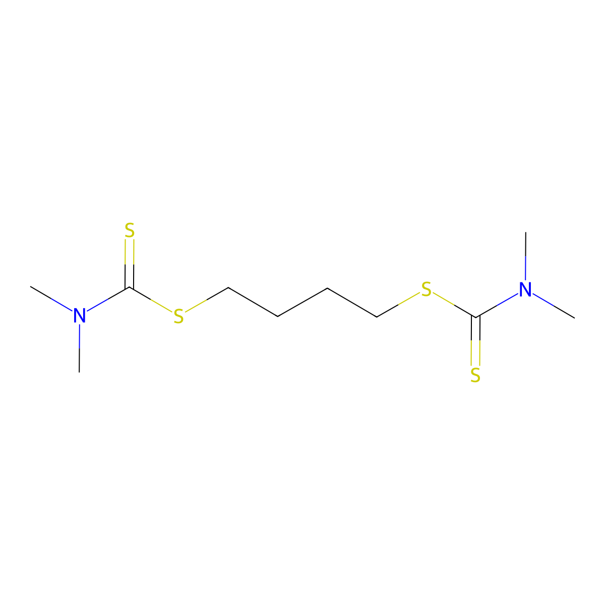 1,4-Butanediyl bis(dimethyldithiocarbamate) molecular structure, CAS 10225-01-1