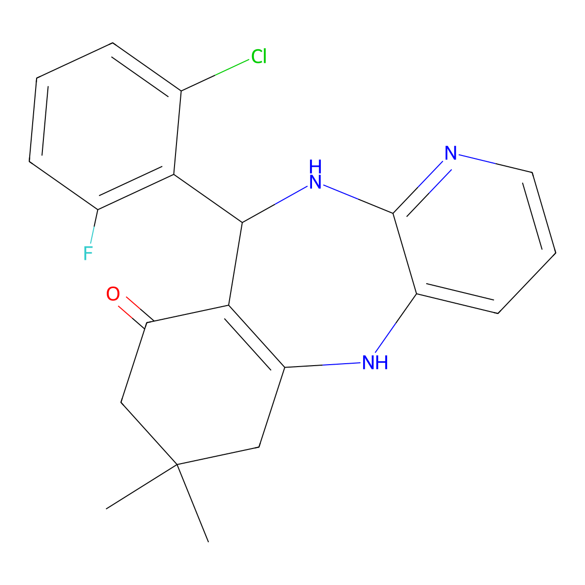 6-(2-chloro-6-fluorophenyl)-9,9-dimethyl-6,8,10,11-tetrahydro-5H-pyrido[3,2-b][1,4]benzodiazepin-7-one molecular structure, CAS 1022505-60-7