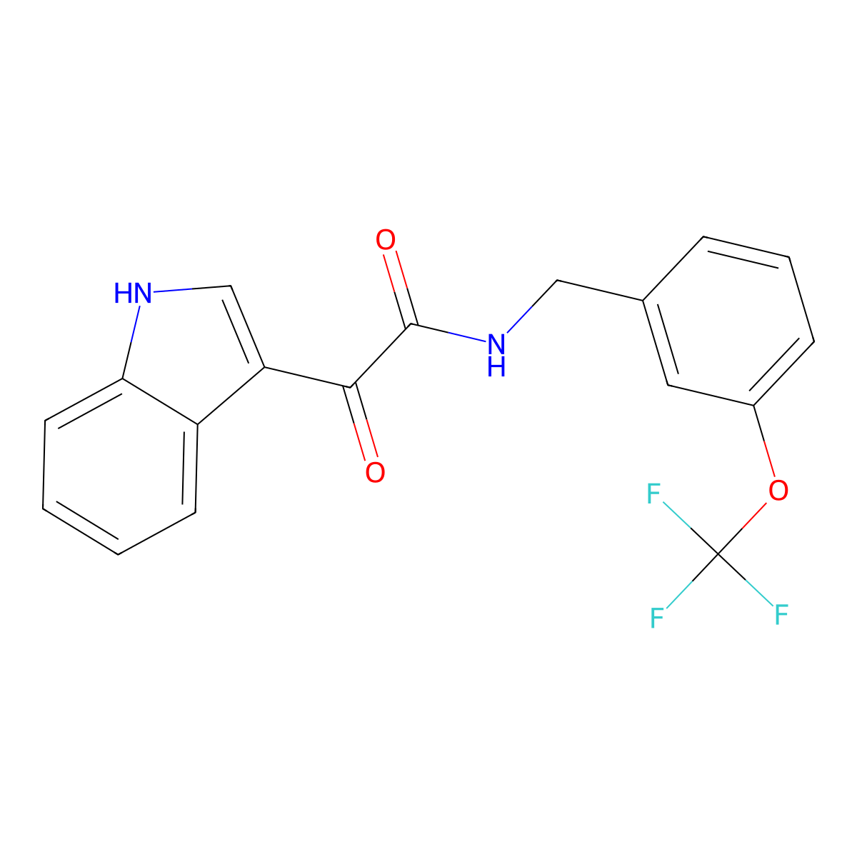 2-(1H-indol-3-yl)-2-oxo-N-{[3-(trifluoromethoxy)phenyl]methyl}acetamide molecular structure, CAS 1022510-34-4