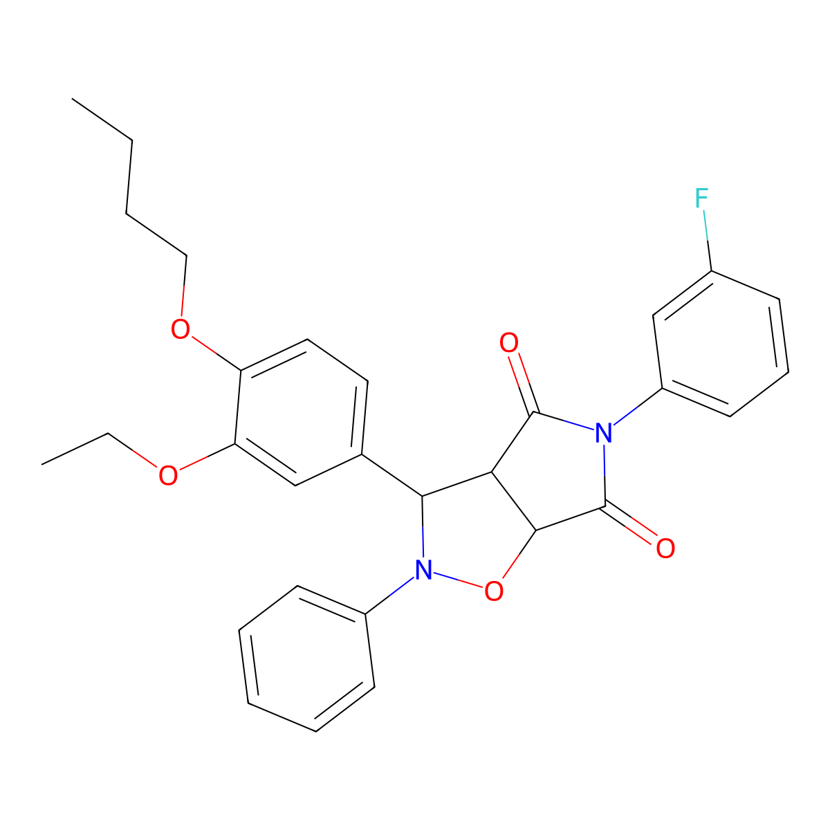 3-(4-butoxy-3-ethoxyphenyl)-5-(3-fluorophenyl)-2-phenyldihydro-2H-pyrrolo[3,4-d][1,2]oxazole-4,6(3H,5H)-dione molecular structure, CAS 1022511-40-5