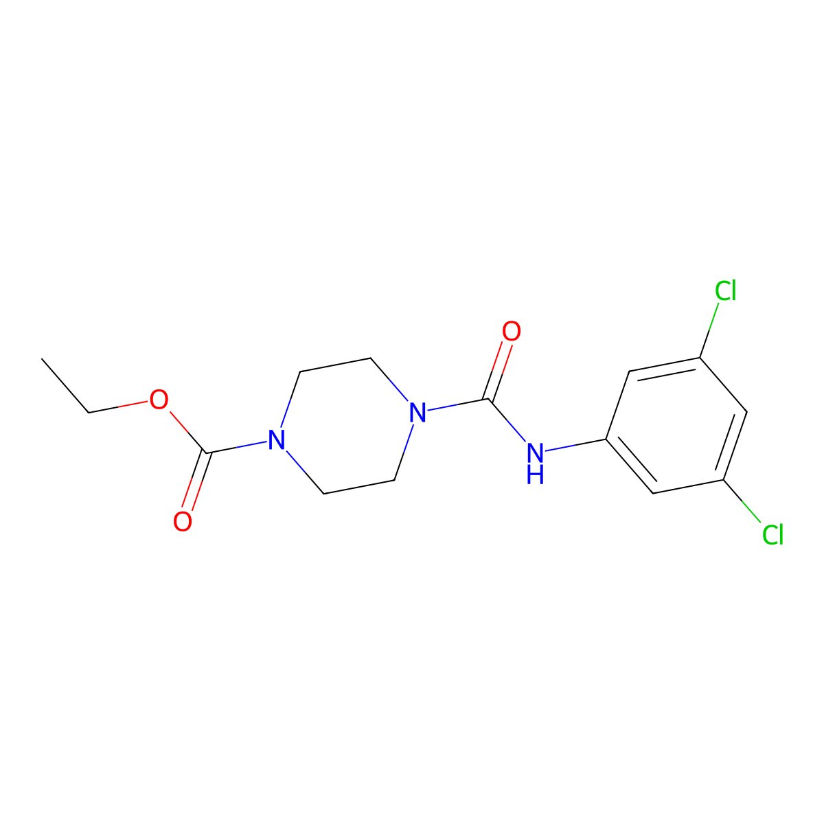 Ethyl 4-[(3,5-dichlorophenyl)carbamoyl]piperazine-1-carboxylate molecular structure, CAS 1022512-67-9