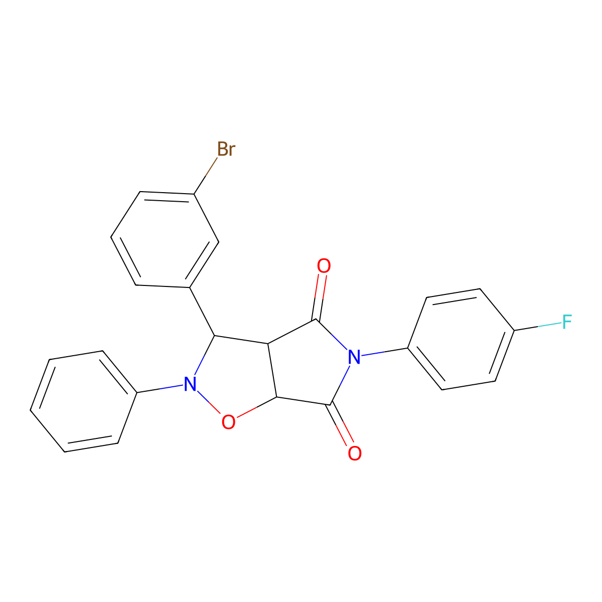 3-(3-bromophenyl)-5-(4-fluorophenyl)-2-phenyldihydro-2H-pyrrolo[3,4-d][1,2]oxazole-4,6(3H,5H)-dione molecular structure, CAS 1022520-70-2