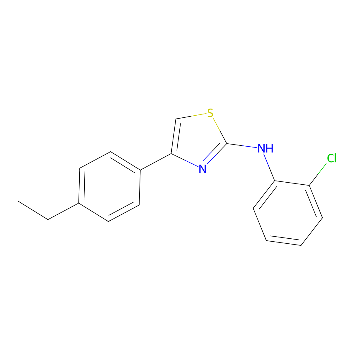 N-(2-chlorophenyl)-4-(4-ethylphenyl)-1,3-thiazol-2-amine molecular structure, CAS 1022527-31-6