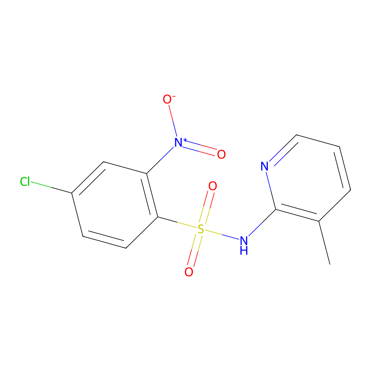 4-chloro-N-(3-methylpyridin-2-yl)-2-nitrobenzenesulfonamide molecular structure, CAS 1022528-34-2