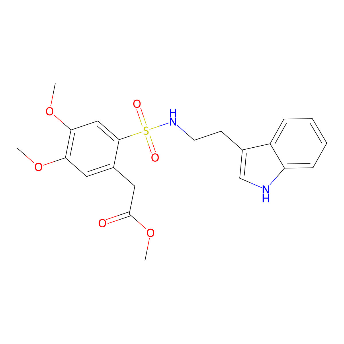 methyl 2-[2-[2-(1H-indol-3-yl)ethylsulfamoyl]-4,5-dimethoxyphenyl]acetate molecular structure, CAS 1022528-89-7