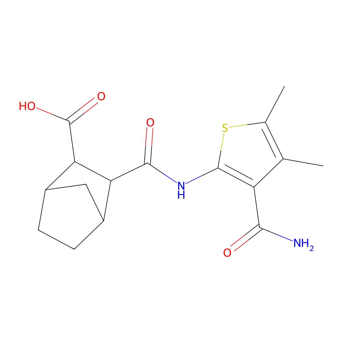 2-[(3-Carbamoyl-4,5-dimethylthiophen-2-yl)carbamoyl]bicyclo[2.2.1]heptane-3-carboxylic acid molecular structure, CAS 1022528-93-3