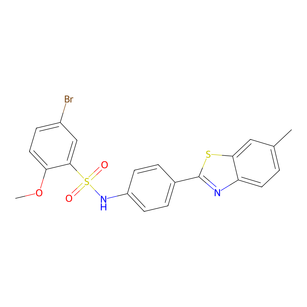 5-bromo-2-methoxy-N-[4-(6-methyl-1,3-benzothiazol-2-yl)phenyl]benzenesulfonamide molecular structure, CAS 1022545-75-0