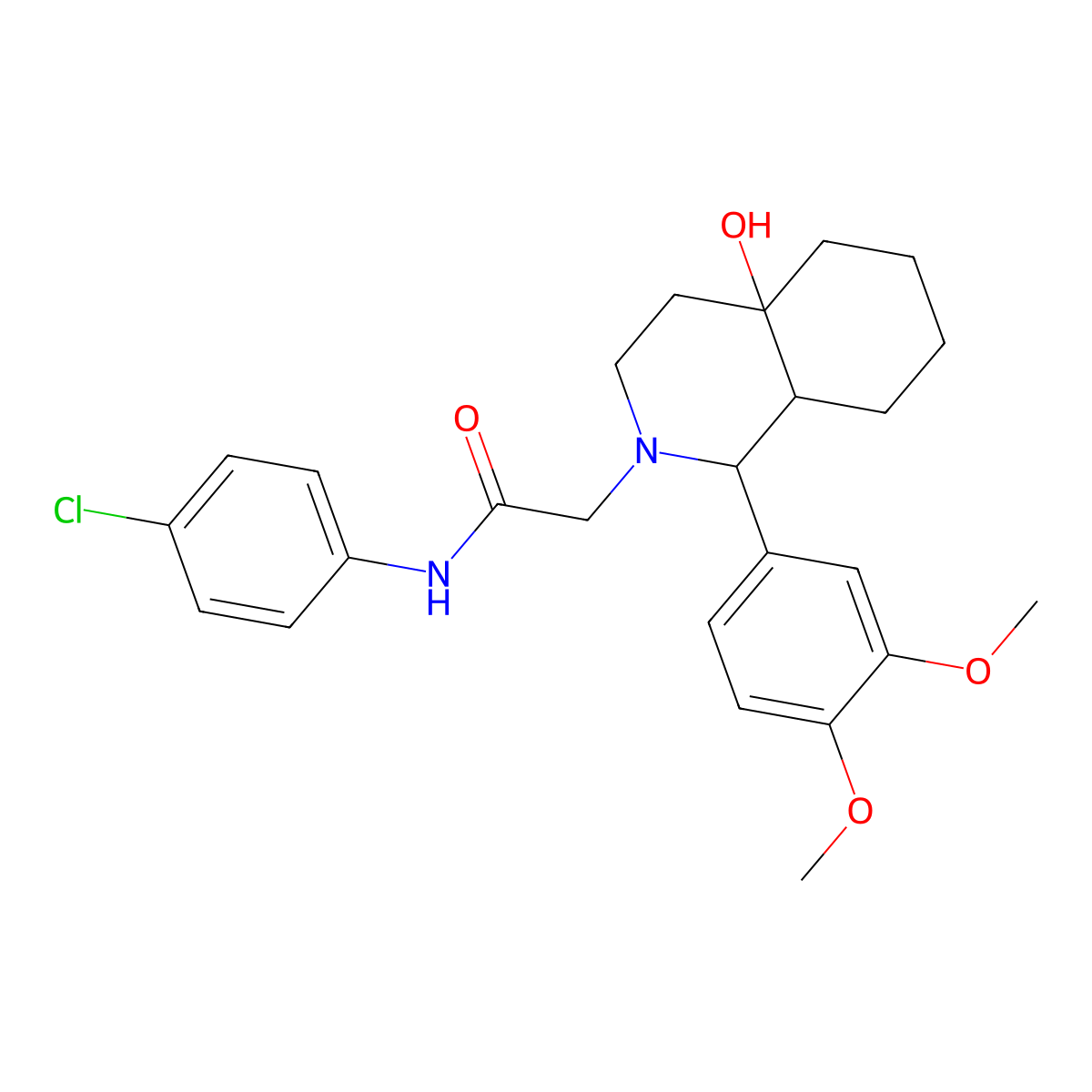 N-(4-chlorophenyl)-2-[1-(3,4-dimethoxyphenyl)-4a-hydroxyoctahydroisoquinolin-2(1H)-yl]acetamide molecular structure, CAS 1022546-08-2