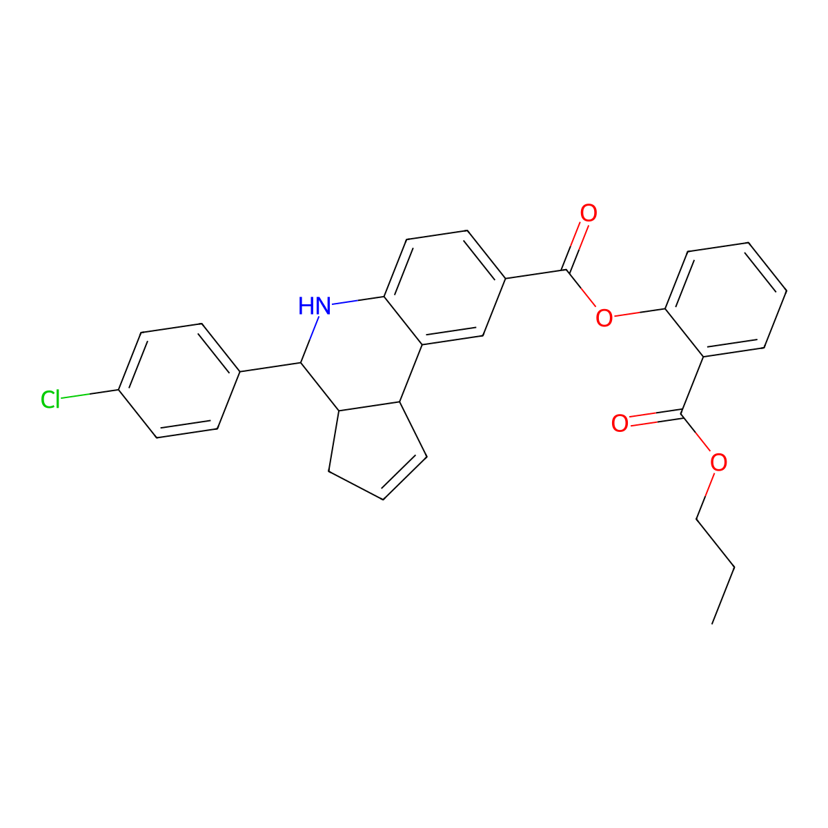 2-(propoxycarbonyl)phenyl 4-(4-chlorophenyl)-3a,4,5,9b-tetrahydro-3H-cyclopenta[c]quinoline-8-carboxylate molecular structure, CAS 1022547-19-8