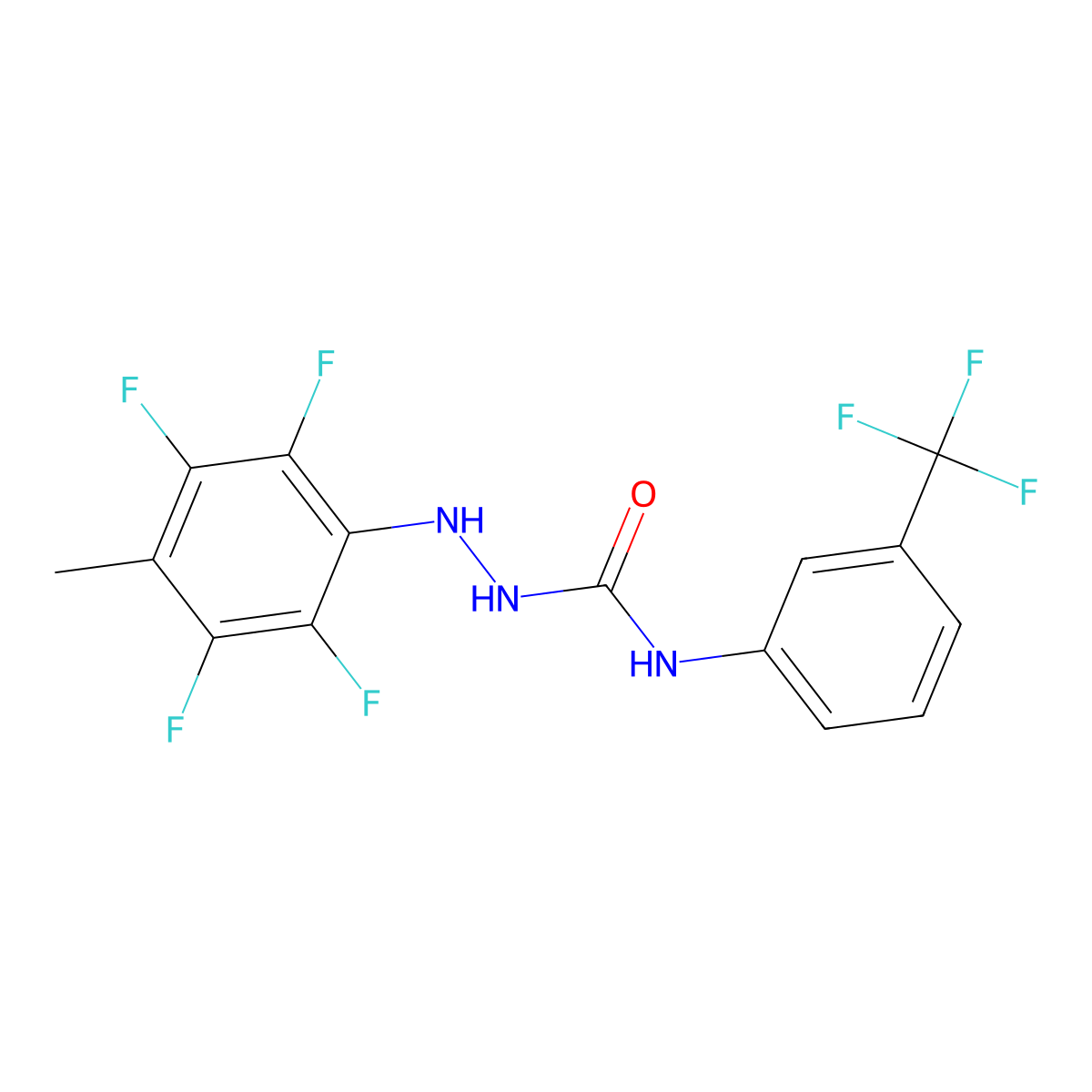 1-(2,3,5,6-Tetrafluoro-4-methylphenyl)-4-(3-(trifluoromethyl)phenyl)semicarbazide molecular structure, CAS 1022566-18-2
