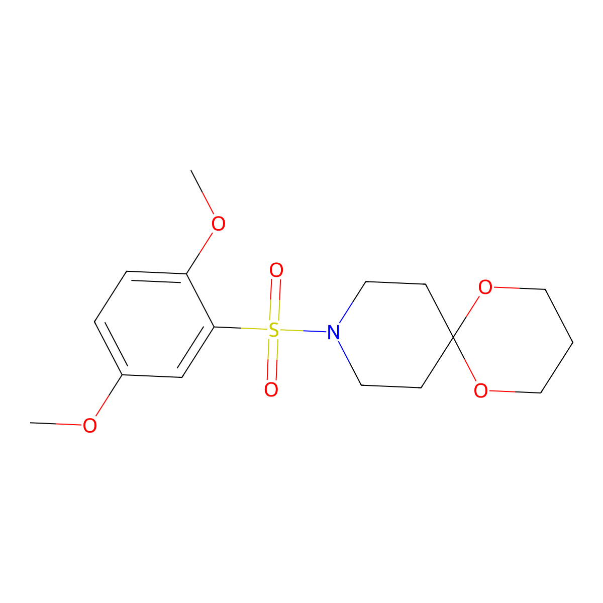 9-((2,5-Dimethoxyphenyl)sulfonyl)-1,5-dioxa-9-azaspiro[5.5]undecane molecular structure, CAS 1022568-33-7