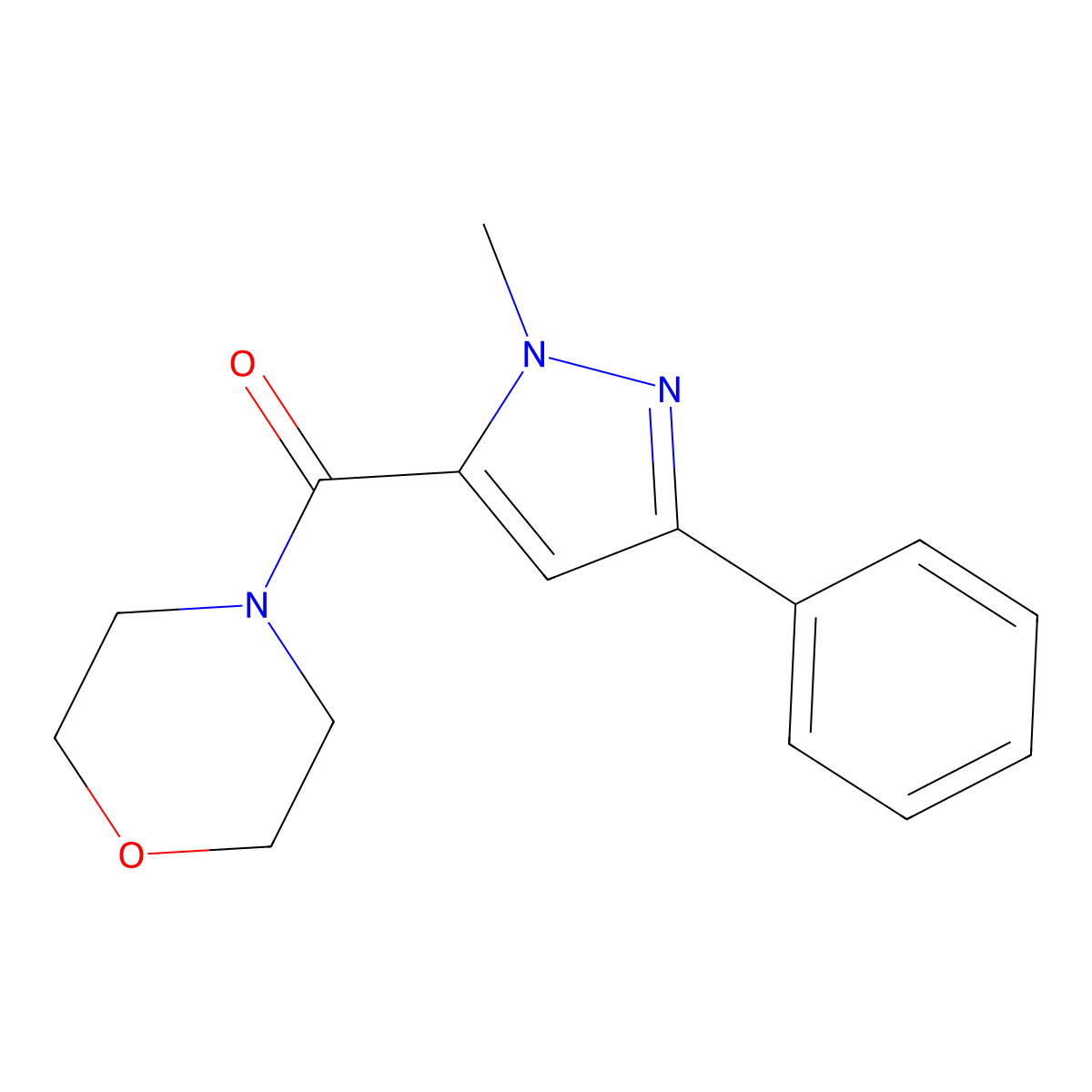 (2-Methyl-5-phenylpyrazol-3-yl)-morpholin-4-ylmethanone molecular structure, CAS 1022575-66-1