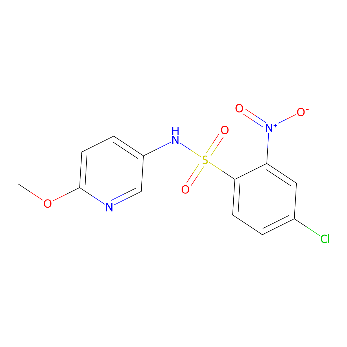 4-chloro-N-(6-methoxypyridin-3-yl)-2-nitrobenzenesulfonamide molecular structure, CAS 1022580-32-0