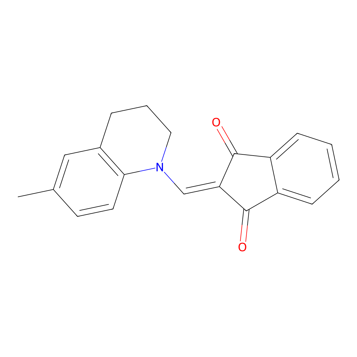 2-[(6-methyl-3,4-dihydro-2H-quinolin-1-yl)methylidene]indene-1,3-dione molecular structure, CAS 1022580-78-4