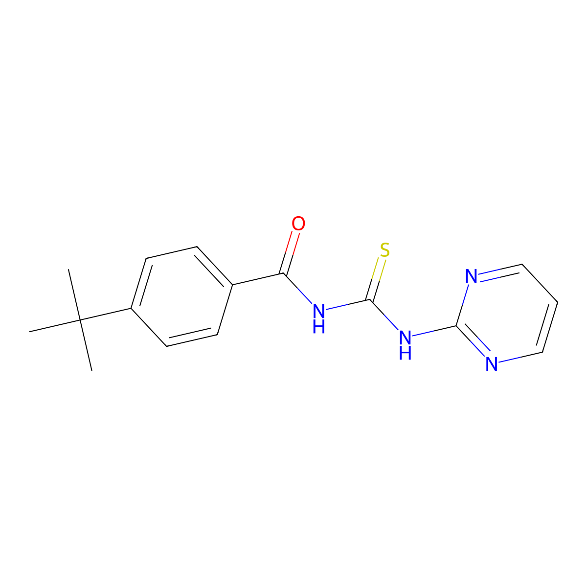 4-tert-butyl-N-(pyrimidin-2-ylcarbamothioyl)benzamide molecular structure, CAS 1022582-57-5