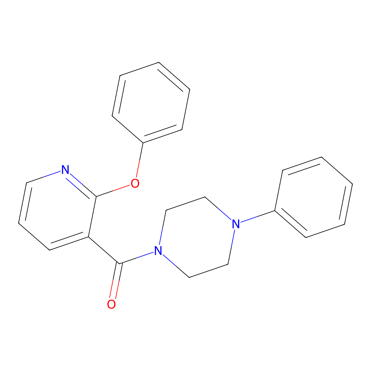 (2-Phenoxypyridin-3-yl)-(4-phenylpiperazin-1-yl)methanone molecular structure, CAS 1022582-89-3