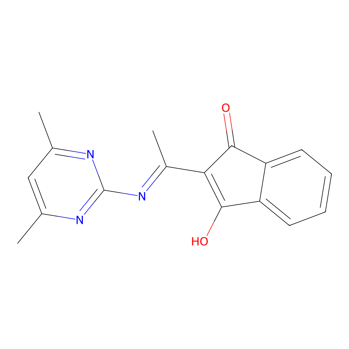 2-(((4,6-Dimethylpyrimidin-2-YL)amino)ethylidene)indane-1,3-dione molecular structure, CAS 1022583-12-5