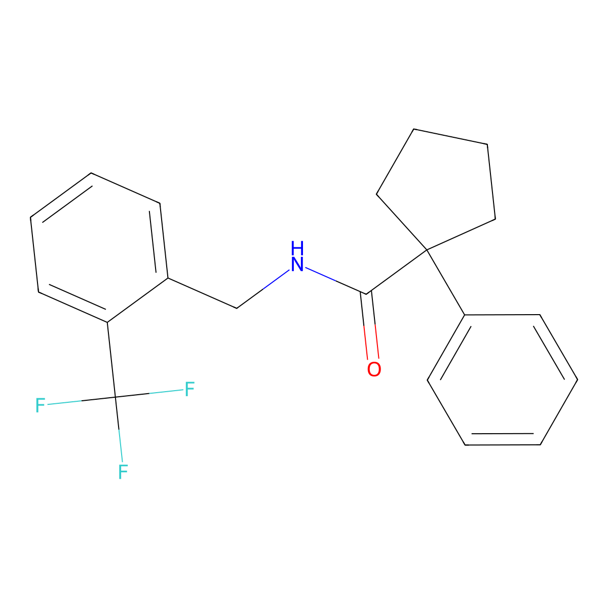 1-phenyl-N-{[2-(trifluoromethyl)phenyl]methyl}cyclopentane-1-carboxamide molecular structure, CAS 1022584-65-1