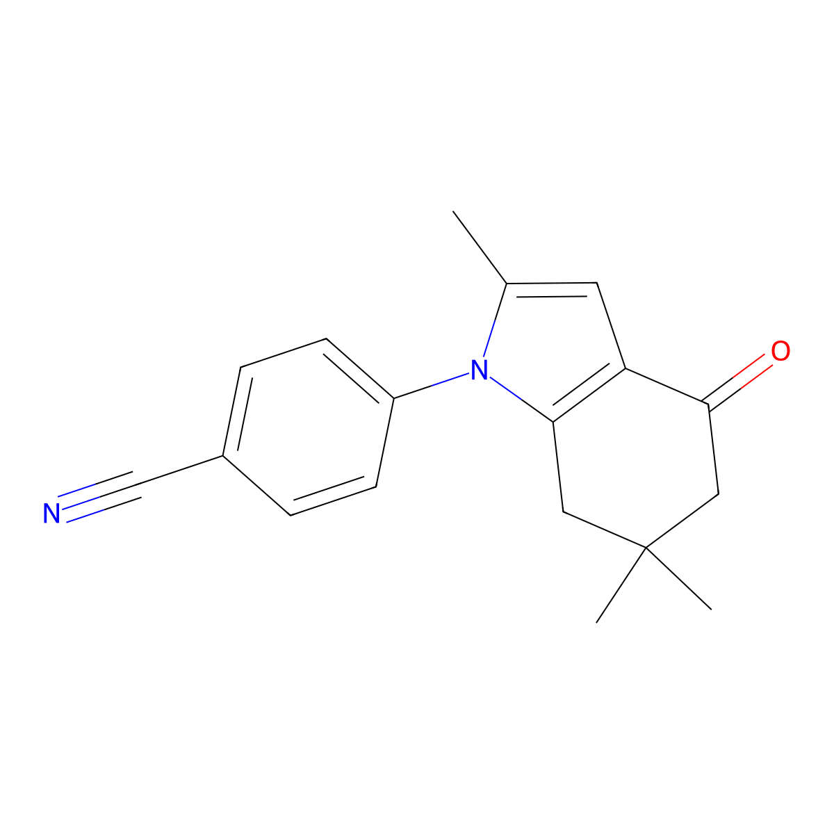4-(2,6,6-Trimethyl-4-oxo-5,7-dihydroindol-1-yl)benzonitrile molecular structure, CAS 1022585-37-0
