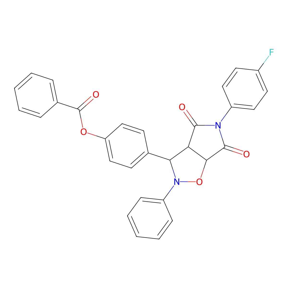 4-[5-(4-fluorophenyl)-4,6-dioxo-2-phenylhexahydro-2H-pyrrolo[3,4-d][1,2]oxazol-3-yl]phenyl benzoate molecular structure, CAS 1022588-65-3