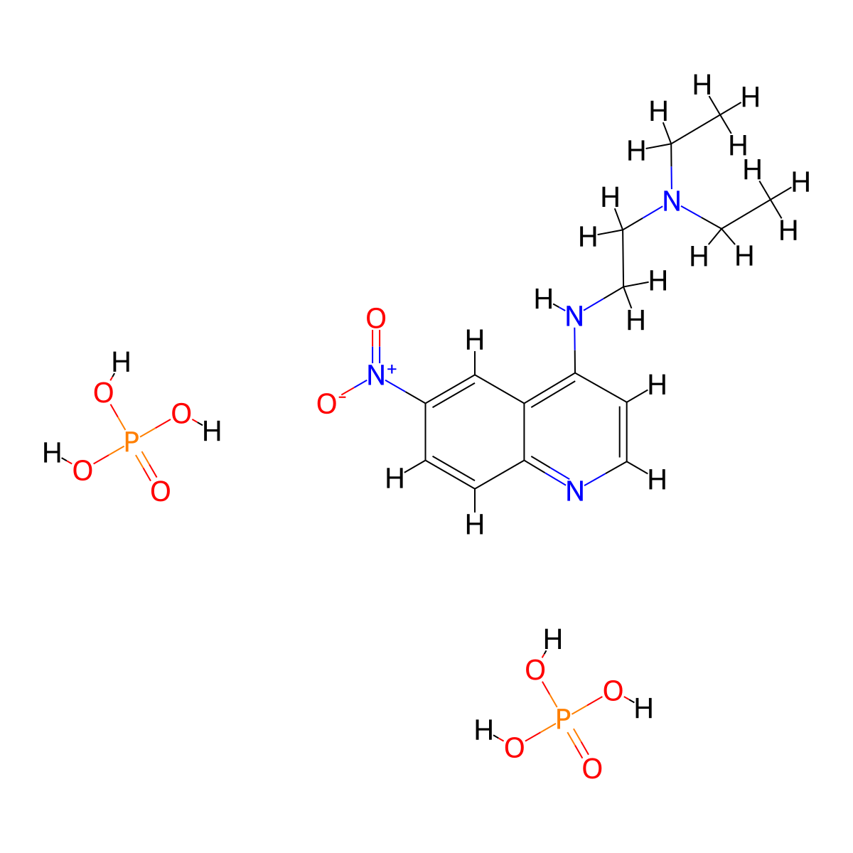 Quinoline, 4-((2-(diethylamino)ethyl)amino)-6-nitro-, diphosphate molecular structure, CAS 102259-66-5