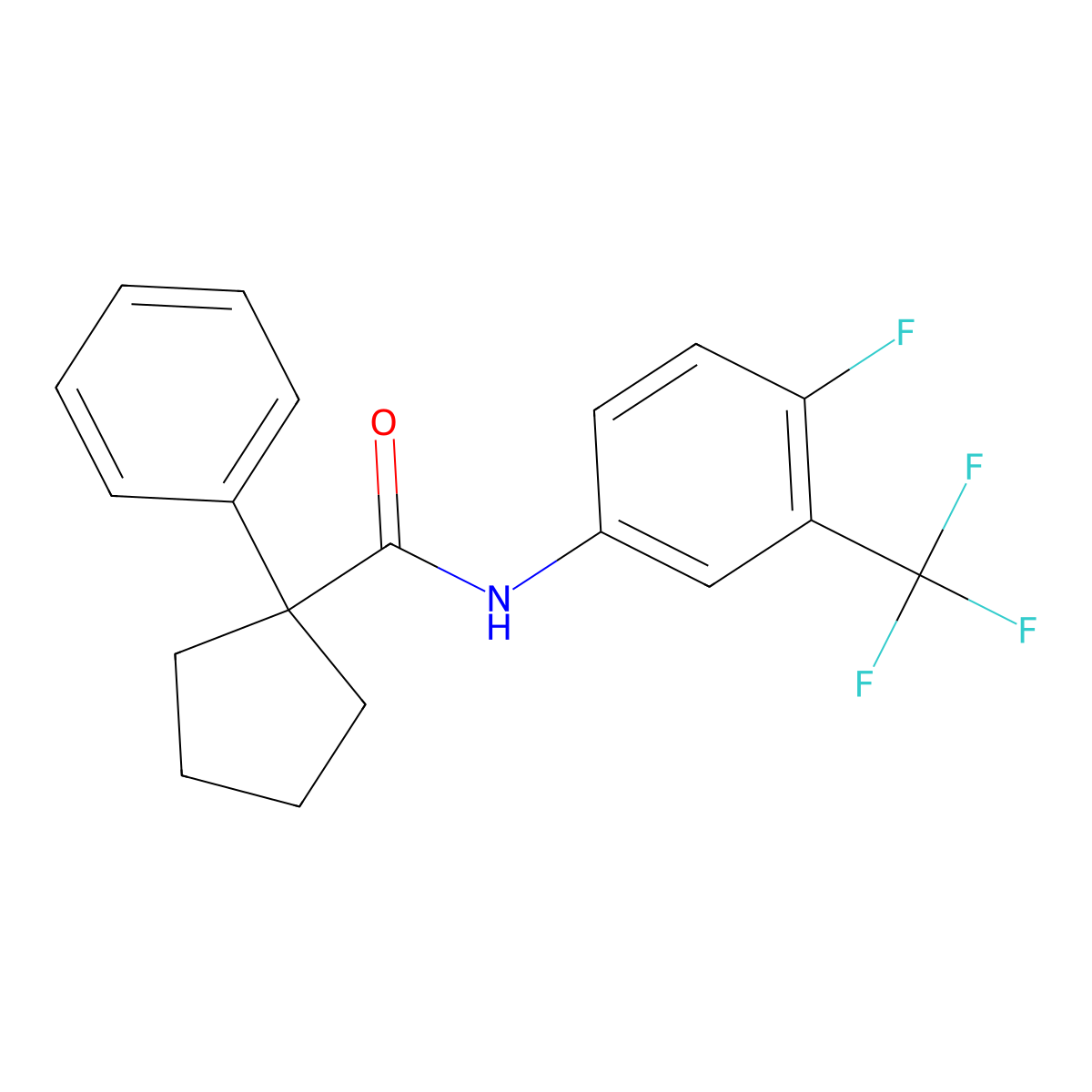 N-[4-fluoro-3-(trifluoromethyl)phenyl]-1-phenylcyclopentane-1-carboxamide molecular structure, CAS 1022590-35-7