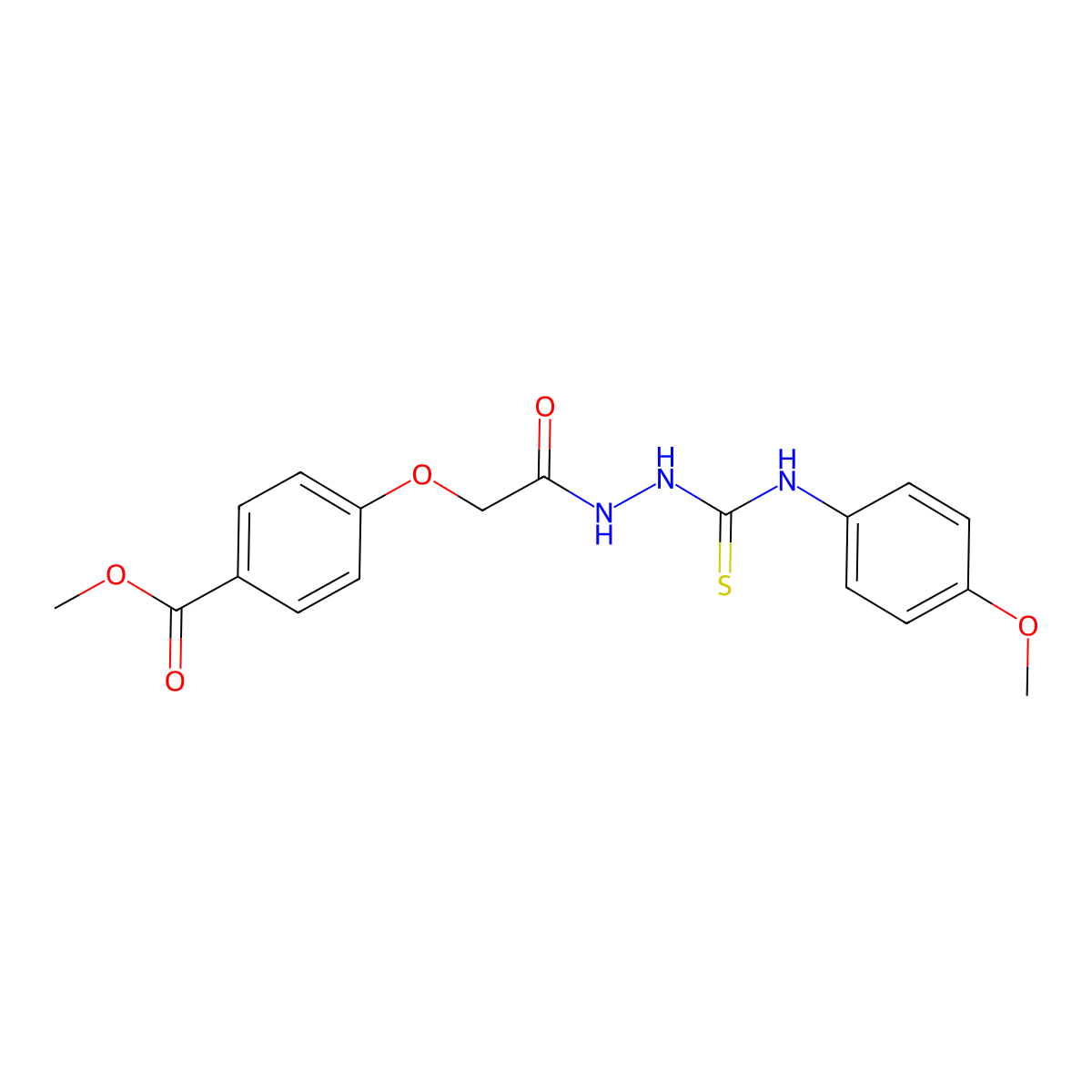 Methyl 4-(2-{2-[(4-methoxyanilino)carbothioyl]hydrazino}-2-oxoethoxy)benzenecarboxylate molecular structure, CAS 1022591-11-2