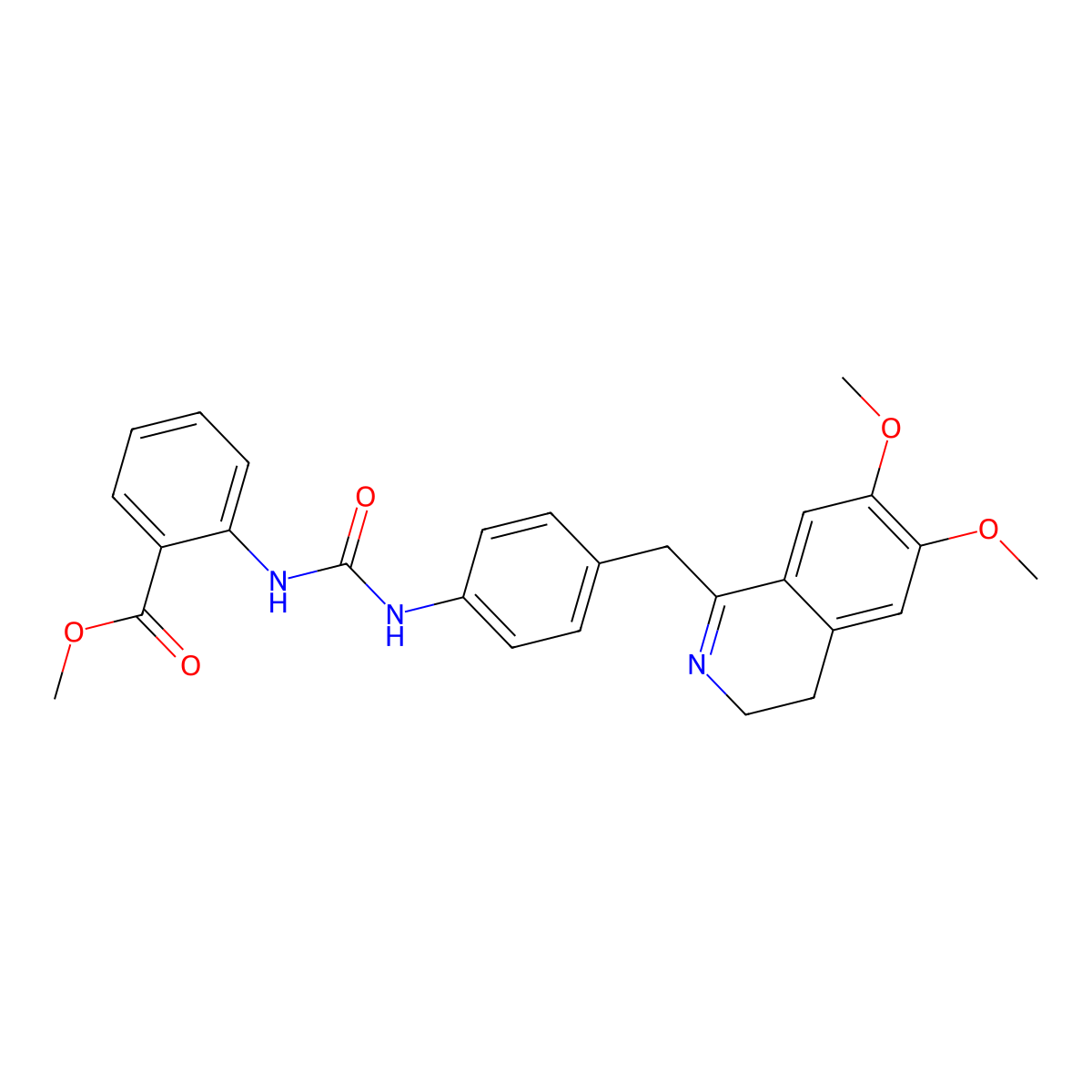 Methyl 2-((N-(4-((6,7-dimethoxy-3,4-dihydroisoquinolyl)methyl)phenyl)carbamoyl)amino)benzoate molecular structure, CAS 1022597-60-9
