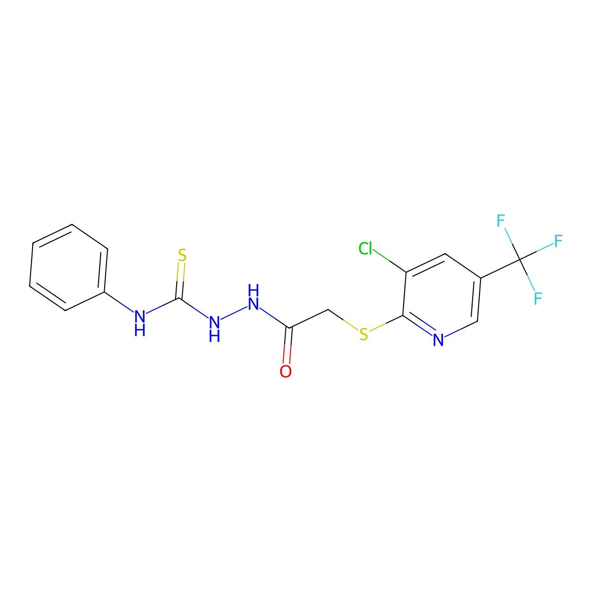 2-(3-Chloro-5-(trifluoromethyl)(2-pyridylthio))-N-(((phenylamino)thioxomethyl)amino)ethanamide molecular structure, CAS 1022600-30-1