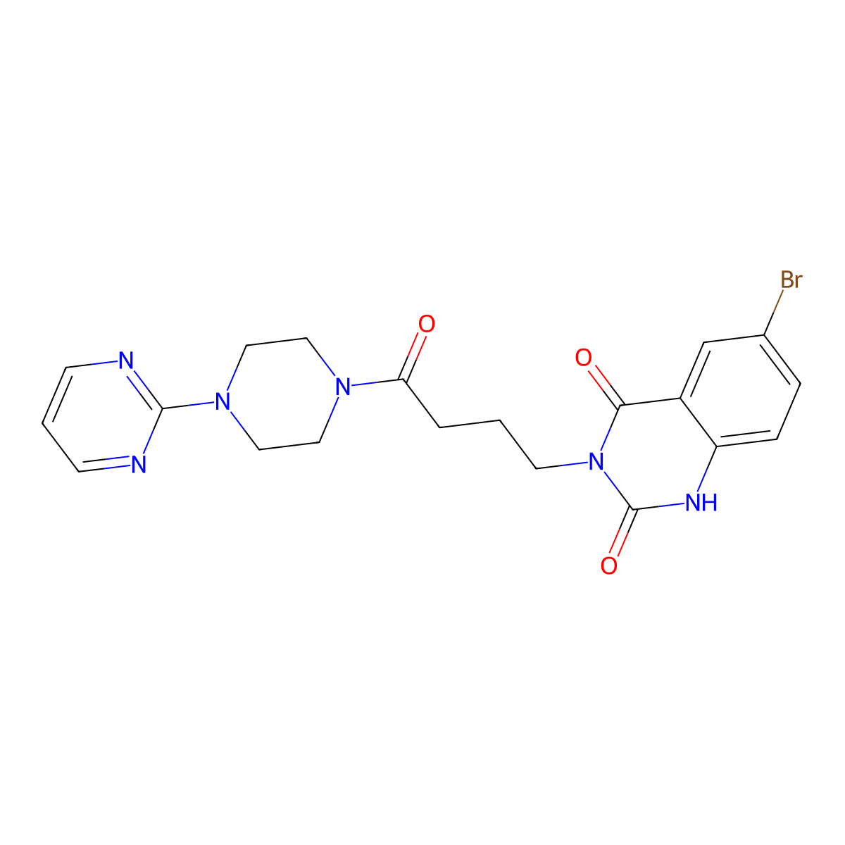 6-bromo-3-[4-oxo-4-(4-pyrimidin-2-ylpiperazin-1-yl)butyl]-1H-quinazoline-2,4-dione molecular structure, CAS 1022606-64-9