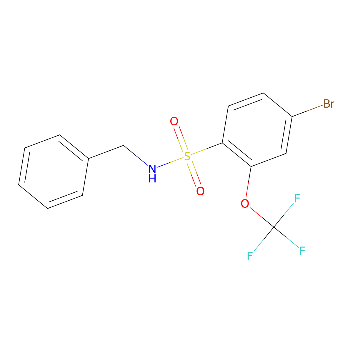 N-benzyl-4-bromo-2-(trifluoromethoxy)benzenesulfonamide molecular structure, CAS 1022607-22-2