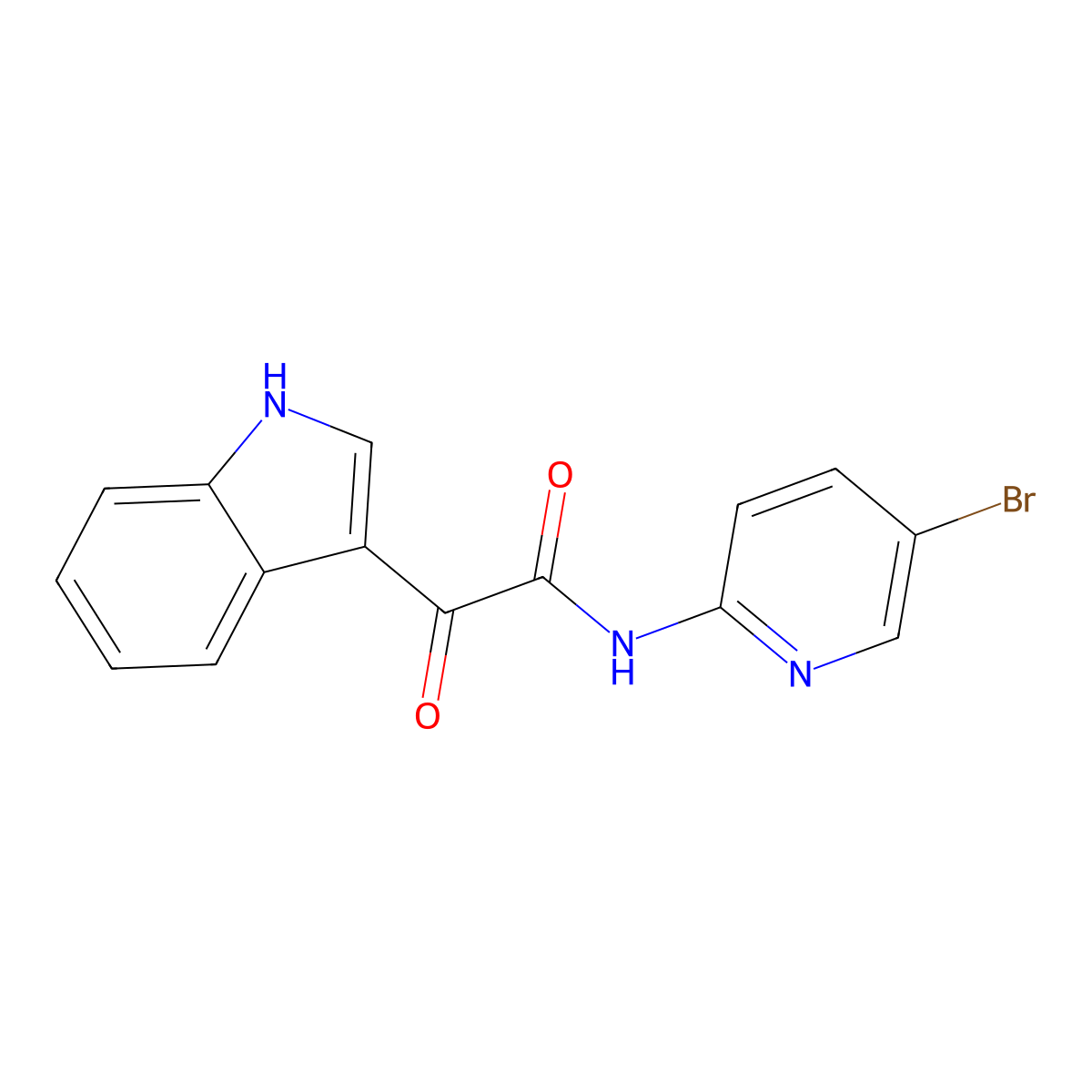 N-(5-bromopyridin-2-yl)-2-(1H-indol-3-yl)-2-oxoacetamide molecular structure, CAS 1022607-71-1