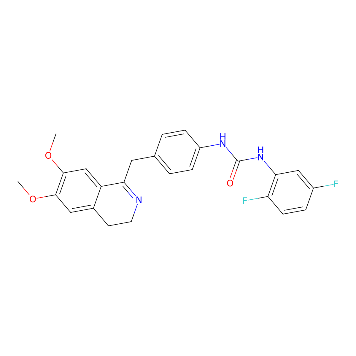 1-(2,5-Difluorophenyl)-3-[4-[(6,7-dimethoxy-3,4-dihydroisoquinolin-1-yl)methyl]phenyl]urea molecular structure, CAS 1022609-76-2