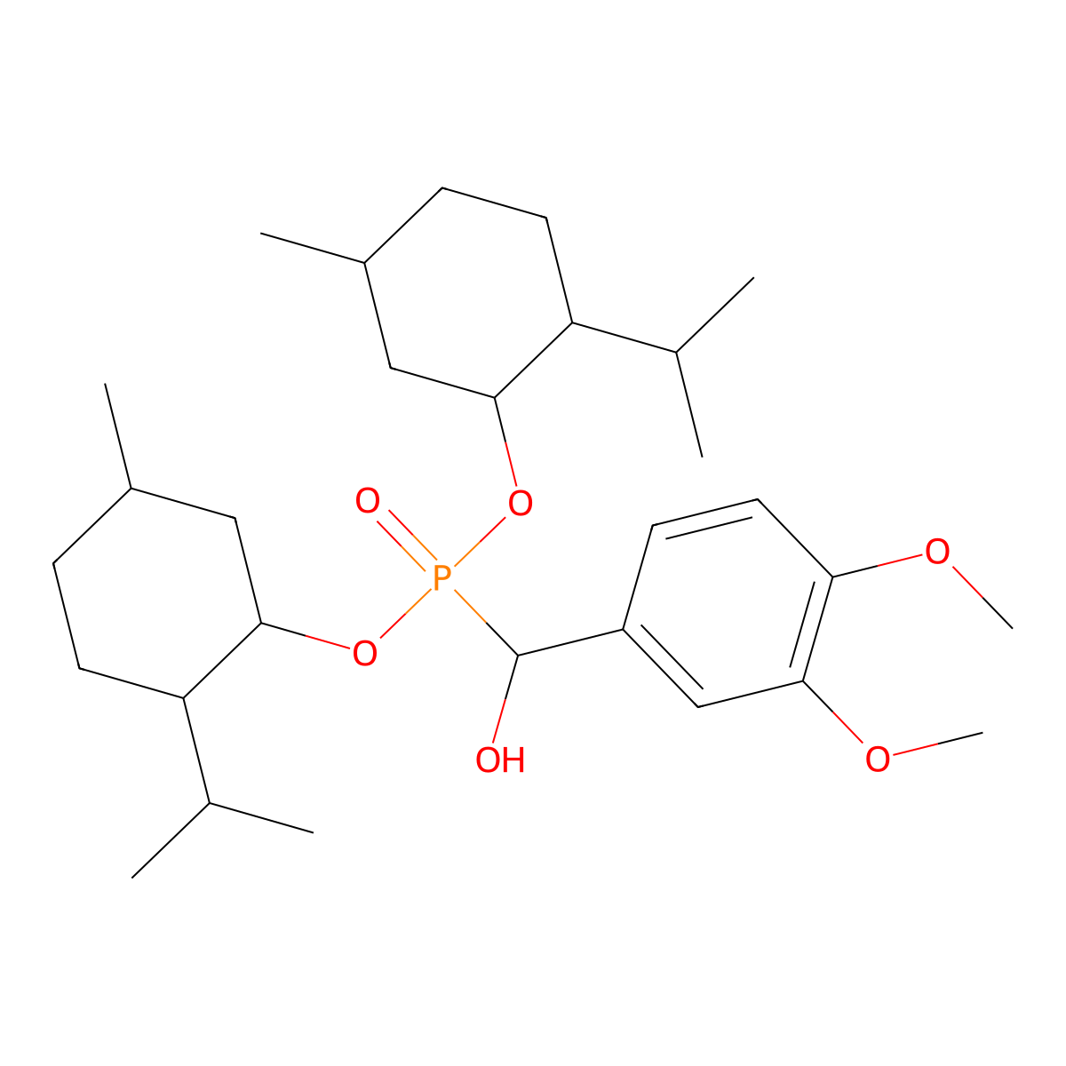 Bis[(5-methyl-2-propan-2-ylcyclohexyl)oxy]phosphoryl-(3,4-dimethoxyphenyl)methanol molecular structure, CAS 1022625-77-9