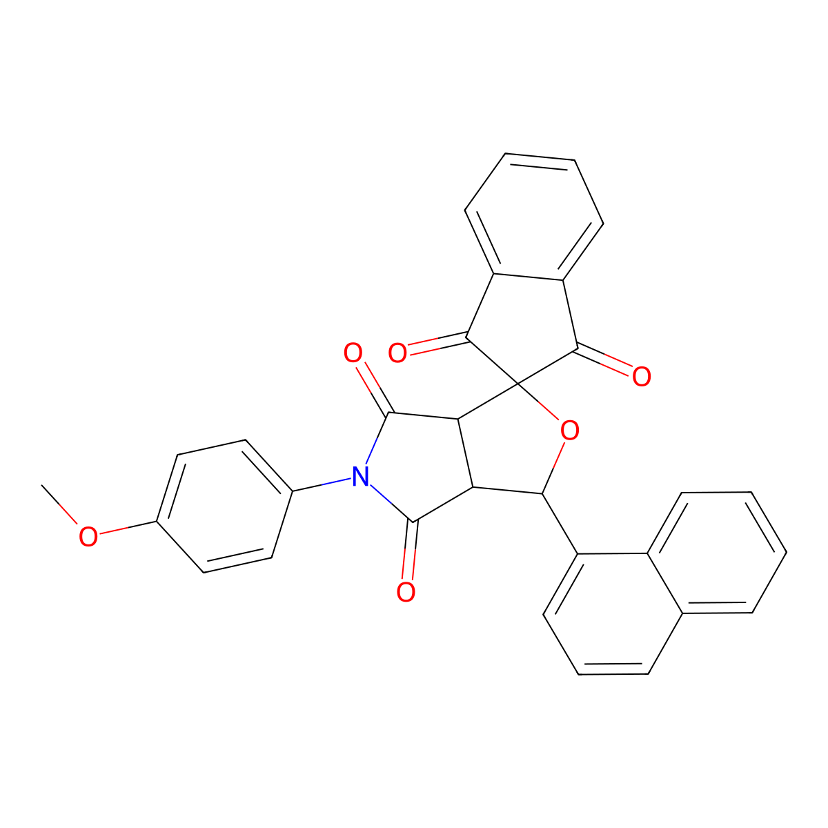 5-(4-methoxyphenyl)-3-(naphthalen-1-yl)-3a,6a-dihydrospiro[furo[3,4-c]pyrrole-1,2'-indene]-1',3',4,6(3H,5H)-tetrone molecular structure, CAS 1022630-45-0
