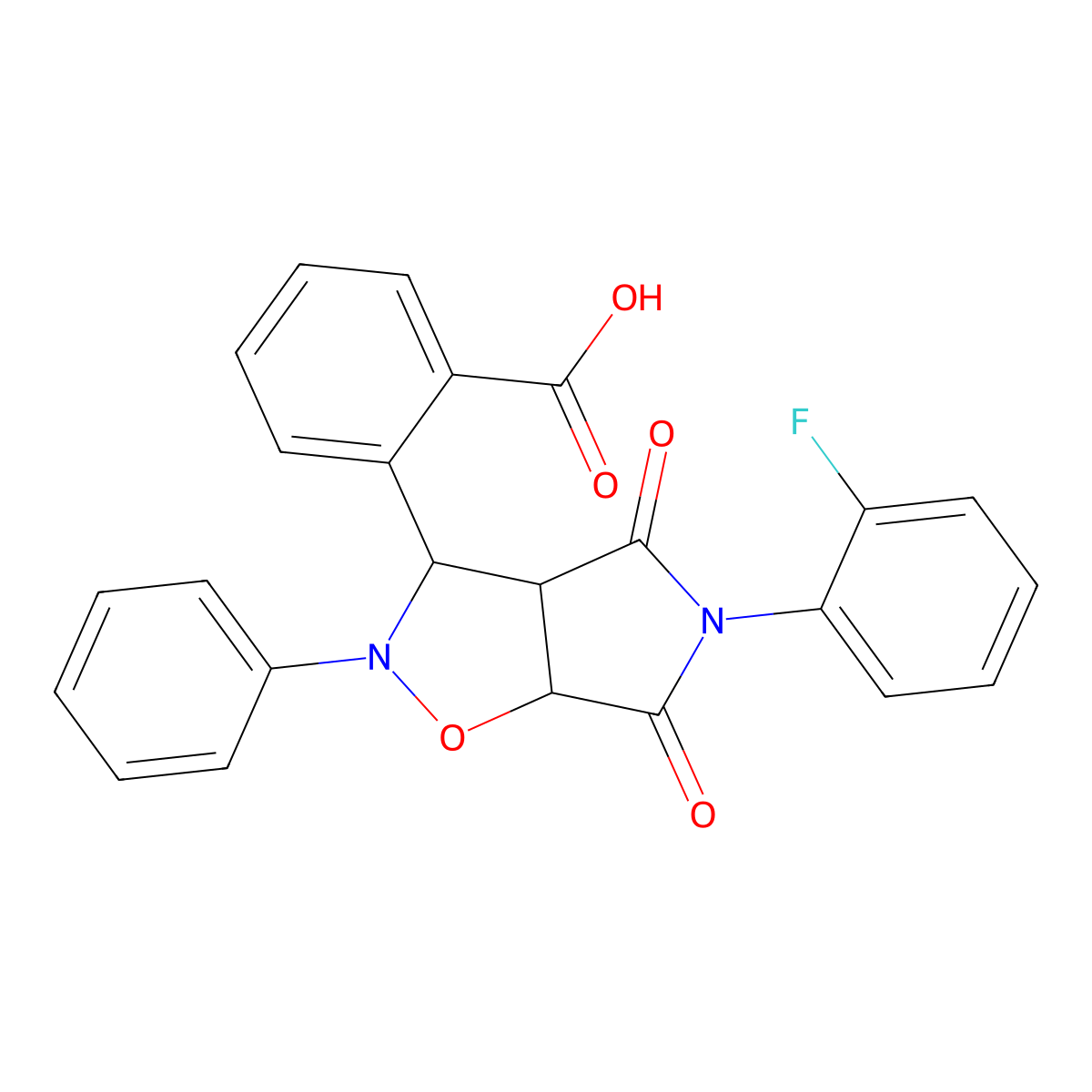 2-[5-(2-fluorophenyl)-4,6-dioxo-2-phenylhexahydro-2H-pyrrolo[3,4-d][1,2]oxazol-3-yl]benzoic acid molecular structure, CAS 1022638-54-5