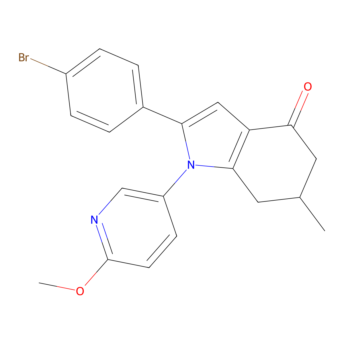 2-(4-bromophenyl)-1-(6-methoxypyridin-3-yl)-6-methyl-6,7-dihydro-5H-indol-4-one molecular structure, CAS 1022648-64-1