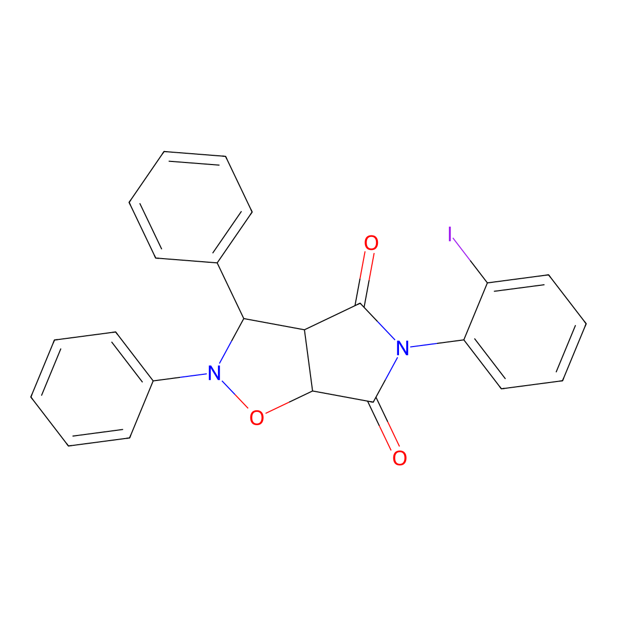5-(2-iodophenyl)-2,3-diphenyldihydro-2H-pyrrolo[3,4-d][1,2]oxazole-4,6(3H,5H)-dione molecular structure, CAS 1022665-01-5