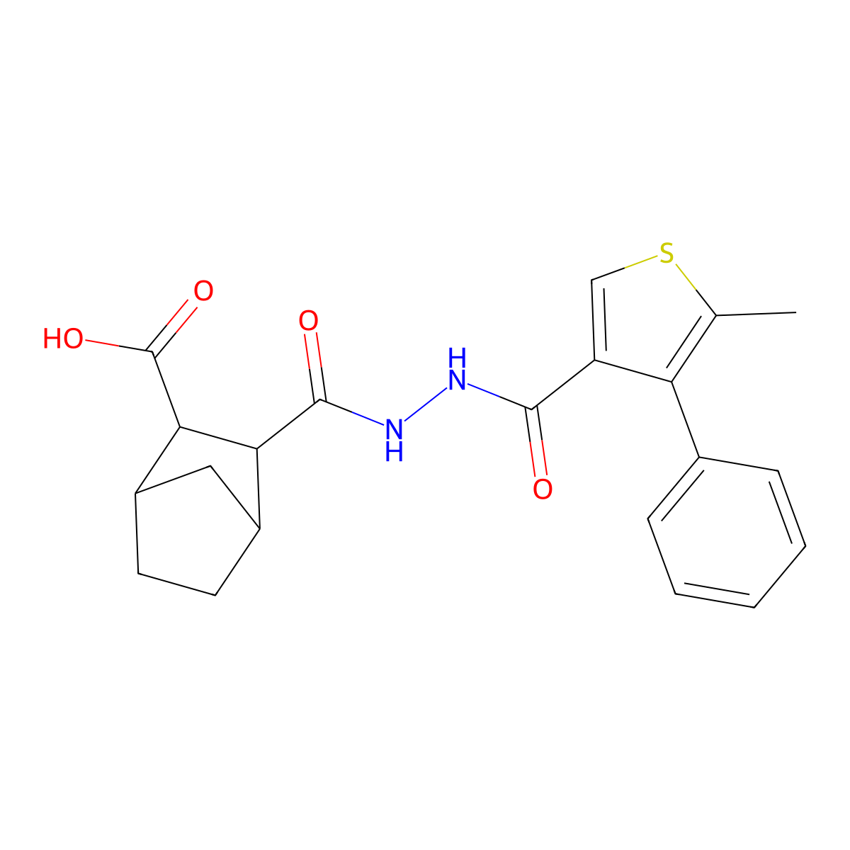 3-({2-[(5-Methyl-4-phenylthiophen-3-yl)carbonyl]hydrazinyl}carbonyl)bicyclo[2.2.1]heptane-2-carboxylic acid molecular structure, CAS 1022671-39-1